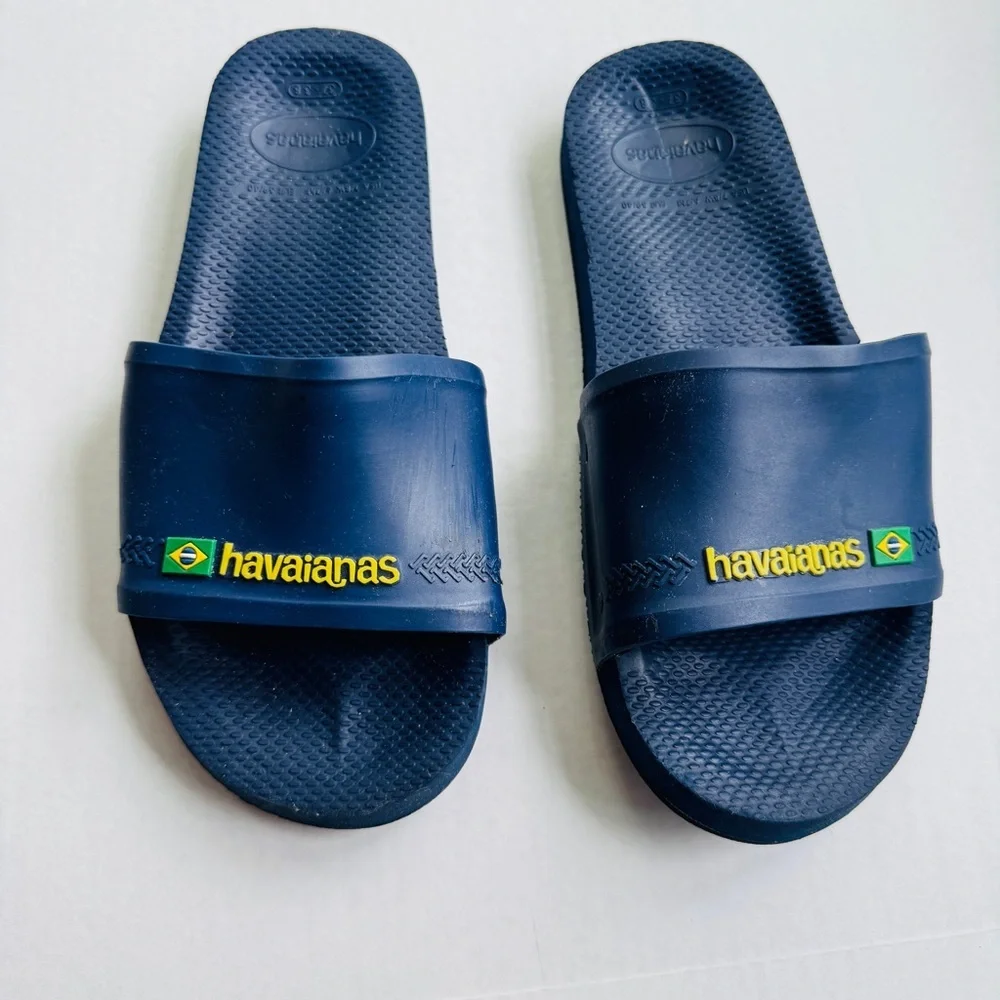 Havaianas unisex rubber slides navy blue size 6/7 sandals